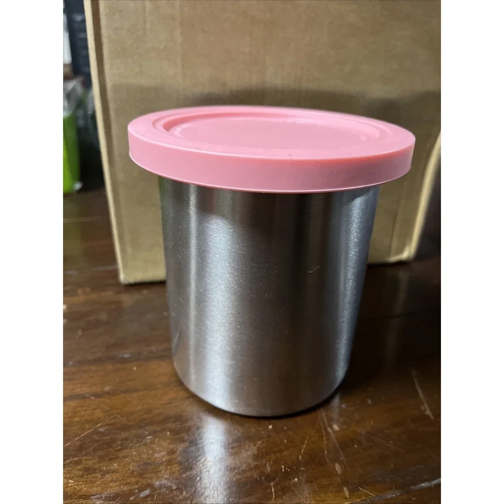 Stainless Steel Pint Containers & Lids Compatible with Ninja Creami Ice Cream